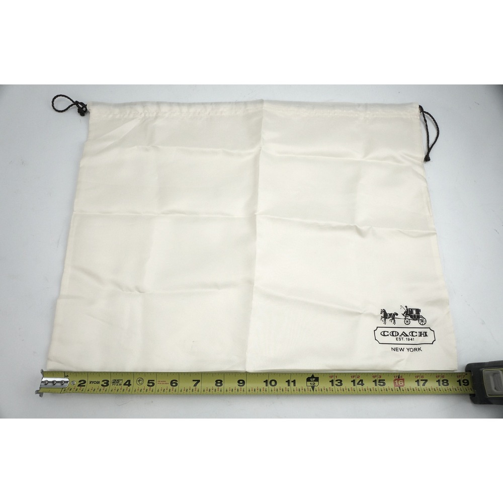 Coach Dust Bag Cream Large 15 x 19 Drawstring Logo Storage Pouch Good
